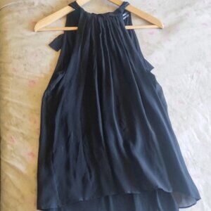 NWOT CLUB MONACO 100% Silk Black Drape Halter Dressy Sleeveless Top Size XS